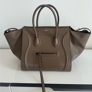 Celine Taupe Leather Satchel